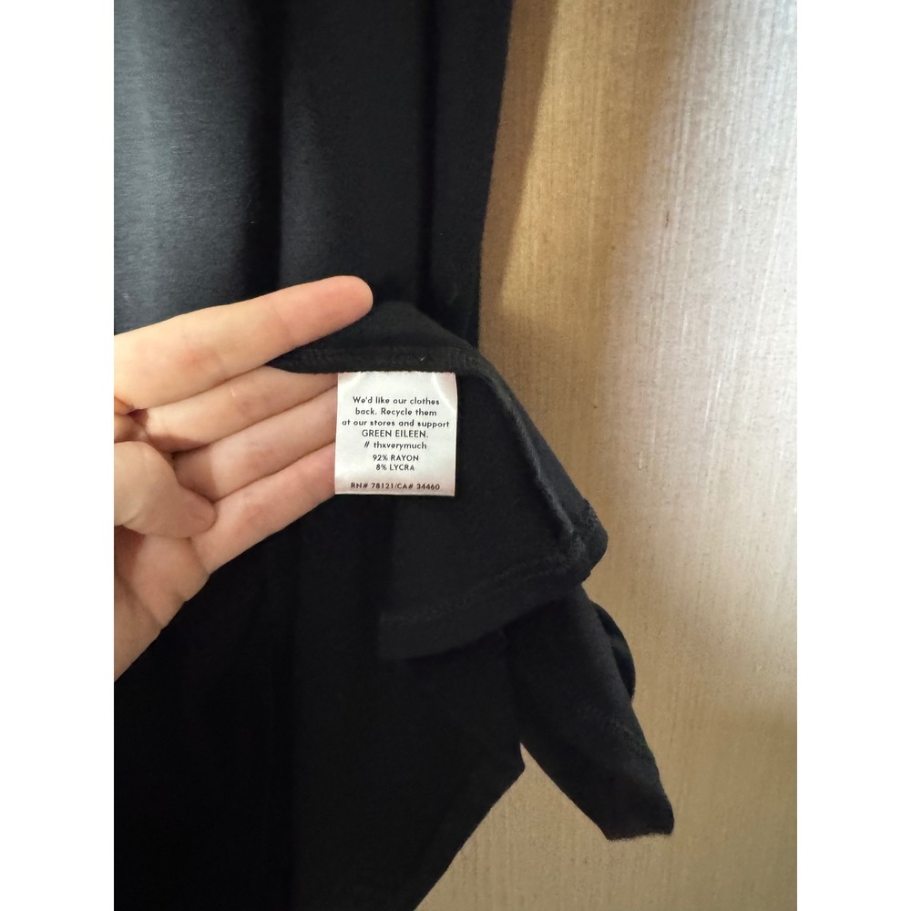 Eileen Fisher Black Rayon Lycra Asymmetrical Wrap Front Midi Skirt Womens Large - Picture 5 of 6
